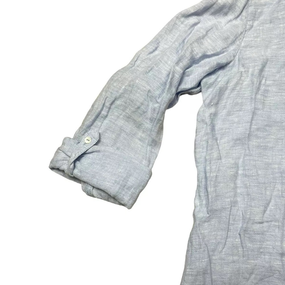 Sigrid Olsen Chambray Button Down Up Blouse Blue 100% Linen Casual Top Size L - Picture 6 of 12